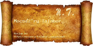 Mocsáry Talabor névjegykártya